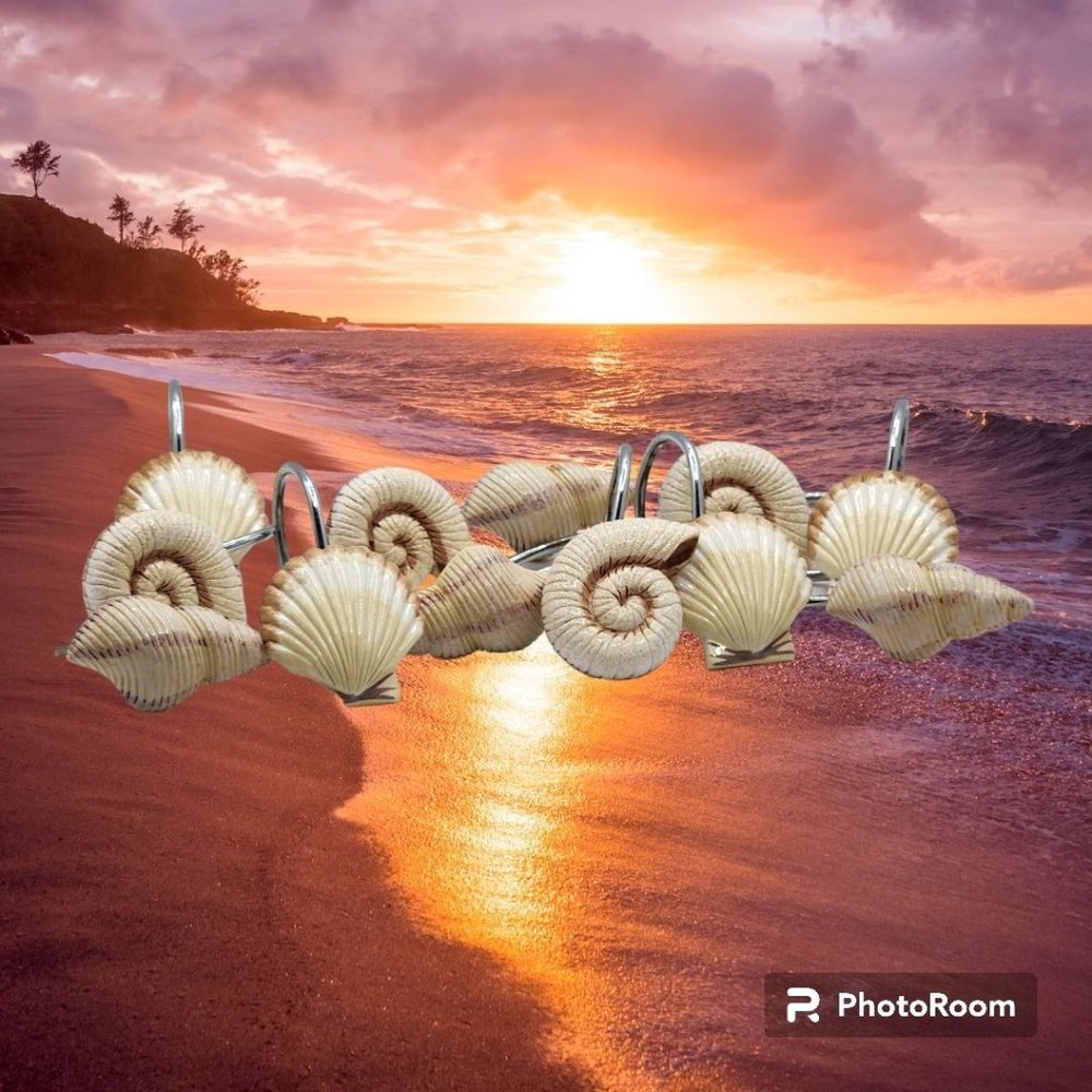 Seashell Shower Curtain Hooks Set Of 12 Preowned Read And View